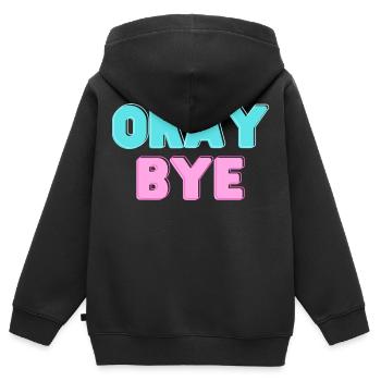 OKAY BYE - Kids Premium Organic Zip-up Hoodie - black - Back - AI Model Kid Male (0cm)
