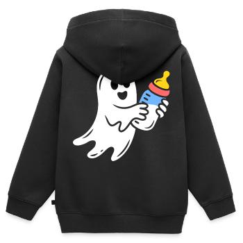 Fantôme câlin avec flacon - Sweat Premium à capuche zippé enfant bio - noir - Dos - AI Model Kid Male (0cm)