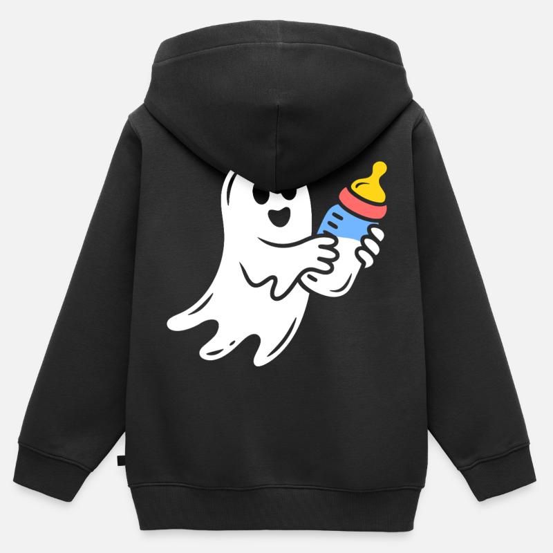 Fantôme câlin avec flacon - Sweat Premium à capuche zippé enfant bio - noir
