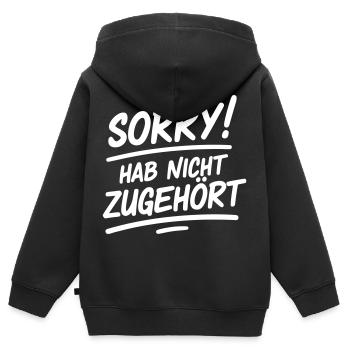 Sorry hab nicht zugehört  - Kinder Premium Organic Zip Hoodie - Schwarz - Hinten - AI Model Kid Male (0cm)