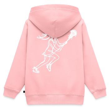 Frauen Lacrosse - Kinder Premium Organic Zip Hoodie - Rosa - Hinten - AI Model Kid Female (0cm)
