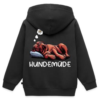 Hundemüde Bordeaux Dogge Bordeauxs Bordeaux Doggen - Kinder Premium Organic Zip Hoodie - Schwarz - Hinten - AI Model Kid Male (0cm)
