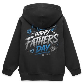 Alles Gute zum Vatertag-Chart – Vatertag - Kinder Premium Organic Zip Hoodie - Schwarz - Hinten - AI Model Kid Male (0cm)