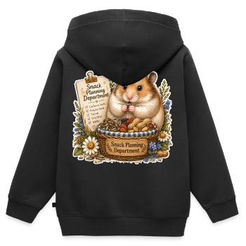 Snacks du département de planification des encas - Sweat Premium à capuche zippé enfant bio - noir - Dos - AI Model Kid Male (0cm)