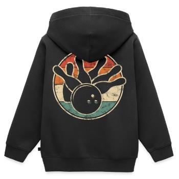 Retro Bowling Kegel Mit Kugel Für Kegel Club - Kinder Premium Organic Zip Hoodie - Schwarz - Hinten - AI Model Kid Male (0cm)