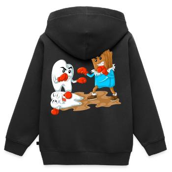 Schokolade vs. Zahnboxen lustiges Zahnarztgeschenk - Kinder Premium Organic Zip Hoodie - Schwarz - Hinten - AI Model Kid Male (0cm)