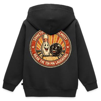 Bowling Humour Sport Strike Joueur Drôle Cadeau - Sweat Premium à capuche zippé enfant bio - noir - Dos - AI Model Kid Male (0cm)