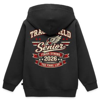 Athlétisme Senior 2026 Course Sport Cadeau - Sweat Premium à capuche zippé enfant bio - noir - Dos - AI Model Kid Male (0cm)