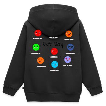 Célébrez le Dot Day - Soyez gentils, courageux, soyez vous-même ! - Sweat Premium à capuche zippé enfant bio - noir - Dos - AI Model Kid Male (0cm)
