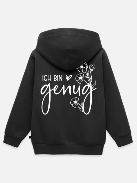 Ich bin genug - Kinder Premium Organic Zip Hoodie - Schwarz