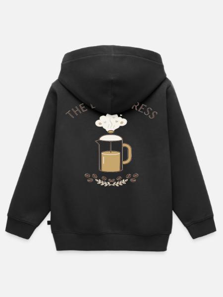 The Daily Press Kaffeepresse - Kinder Premium Organic Zip Hoodie - Schwarz