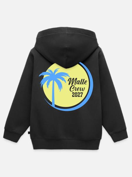 Malle Crew 2027 Palmen Circle - Kinder Premium Organic Zip Hoodie - Schwarz