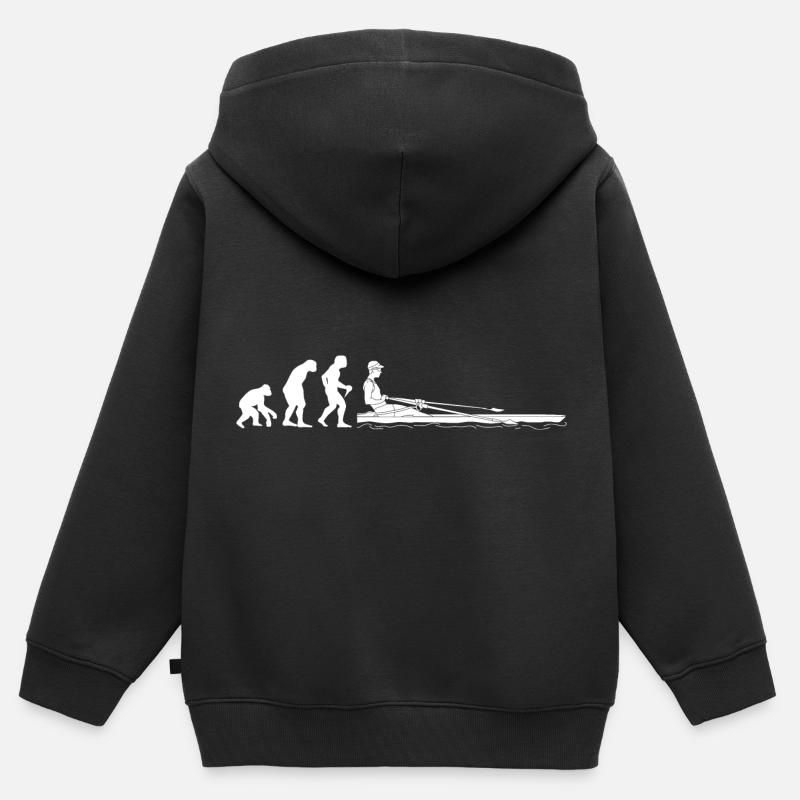 Evolution rowing development of rowing - Kids Premium Organic Zip-up Hoodie - black