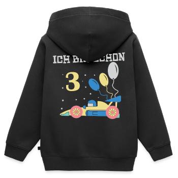 Achtung,ich bin 3 Rennauto für 3. Geburtstag - Kinder Premium Organic Zip Hoodie - Schwarz - Hinten - AI Model Kid Male (0cm)