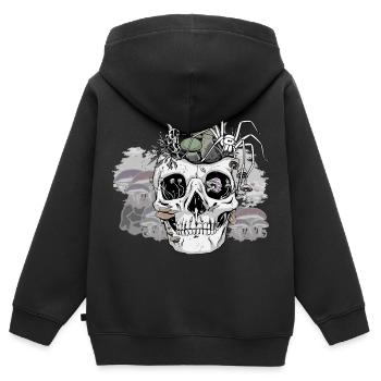 Horror Halloween Spinne Totenkopf Herbst Pilze - Kinder Premium Organic Zip Hoodie - Schwarz - Hinten - AI Model Kid Male (0cm)