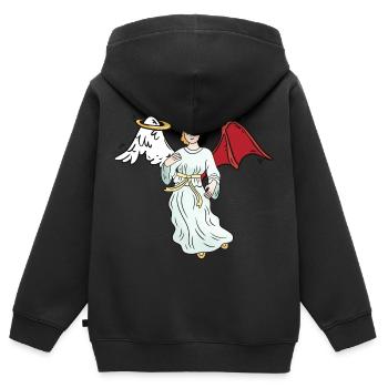 Engel Teufel gut böse Gefühle Emotion Satan Dark - Kinder Premium Organic Zip Hoodie - Schwarz - Hinten - AI Model Kid Male (0cm)