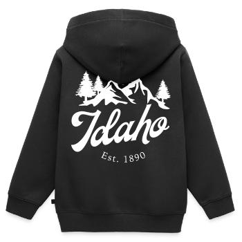 Idaho Mountains - Sweat Premium à capuche zippé enfant bio - noir - Dos - AI Model Kid Male (0cm)