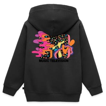 MTV Music Television Buntes Trippy Logo - Kinder Premium Organic Zip Hoodie - Schwarz - Hinten - AI Model Kid Male (0cm)