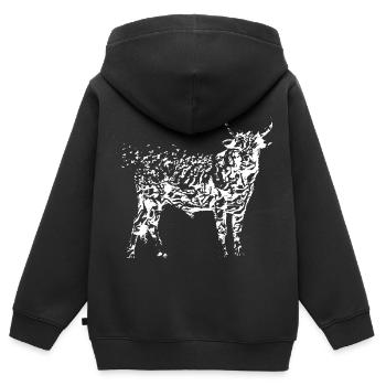 Stier - Kinder Premium Organic Zip Hoodie - Schwarz - Hinten - AI Model Kid Male (0cm)
