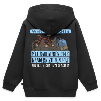 Fahrradtour mit Rucksack in den Bergen - Kinder Premium Organic Zip Hoodie - Schwarz - Hinten - AI Model Kid Male (0cm)