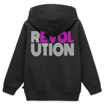 Manifestation de manifestation Antifa du soulèvement de la révolution - Sweat Premium à capuche zippé enfant bio - noir - Dos - AI Model Kid Male (0cm)