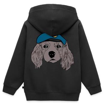 Hundekopf Cop Polizei Polizist Hunde Blaulicht Job - Kinder Premium Organic Zip Hoodie - Schwarz - Hinten - AI Model Kid Male (0cm)