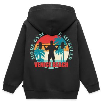 Venice Beach Culturisme - Sweat Premium à capuche zippé enfant bio - noir - Dos - AI Model Kid Male (0cm)