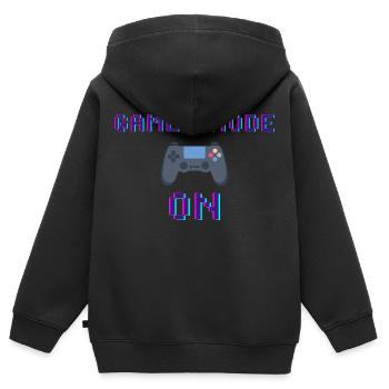 Mode joueur sur | T-Shirt Design Gamer - Sweat Premium à capuche zippé enfant bio - noir - Dos - AI Model Kid Male (0cm)