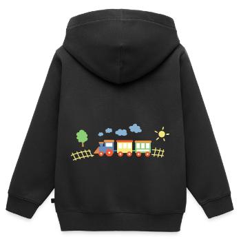 Zug Mit Waggons - Kinder Premium Organic Zip Hoodie - Schwarz - Hinten - AI Model Kid Male (0cm)