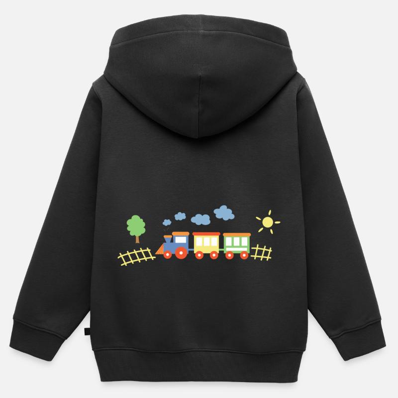 Train avec des wagons - Sweat Premium à capuche zippé enfant bio - noir