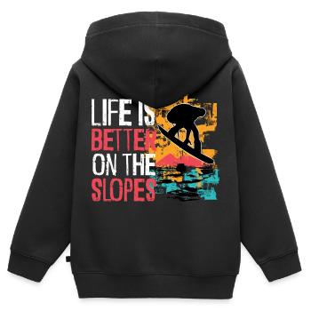 Snowboard Snowboard Vacances Snowboard Snowboard - Sweat Premium à capuche zippé enfant bio - noir - Dos - AI Model Kid Male (0cm)