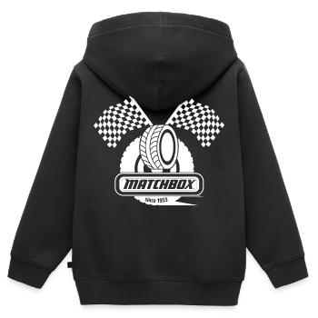 Matchbox™ 1953 Mit Zielflaggen-Design - Kinder Premium Organic Zip Hoodie - Schwarz - Hinten - AI Model Kid Male (0cm)