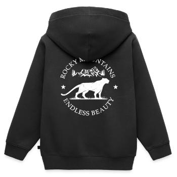 Rocky Mountains Cougar Endless Beauty - Kinder Premium Organic Zip Hoodie - Schwarz - Hinten - AI Model Kid Male (0cm)