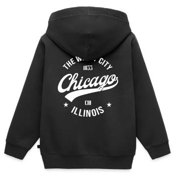 Chicago - Sweat Premium à capuche zippé enfant bio - noir - Dos - AI Model Kid Male (0cm)