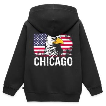 Chicago - Sweat Premium à capuche zippé enfant bio - noir - Dos - AI Model Kid Male (0cm)