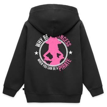 Pourquoi être une princesse quand on peut être un pirate - Sweat Premium à capuche zippé enfant bio - noir - Dos - AI Model Kid Male (0cm)