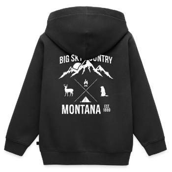 Montana - Kinder Premium Organic Zip Hoodie - Schwarz - Hinten - AI Model Kid Male (0cm)