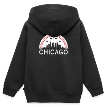 Chicago - Sweat Premium à capuche zippé enfant bio - noir - Dos - AI Model Kid Male (0cm)