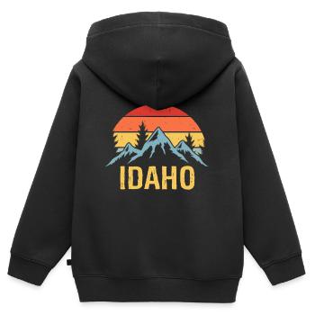 Idaho - Sweat Premium à capuche zippé enfant bio - noir - Dos - AI Model Kid Male (0cm)