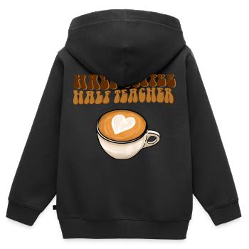 Halb Kaffee halb Lehrer - Kinder Premium Organic Zip Hoodie - Schwarz - Hinten - AI Model Kid Male (0cm)