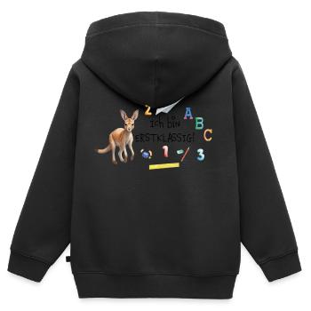 Ich bin Erstklassig! - Kinder Premium Organic Zip Hoodie - Schwarz - Hinten - AI Model Kid Male (0cm)