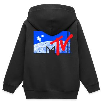 MTV Logo Cooles Mond-Design Mit Astronaut - Kinder Premium Organic Zip Hoodie - Schwarz - Hinten - AI Model Kid Male (0cm)