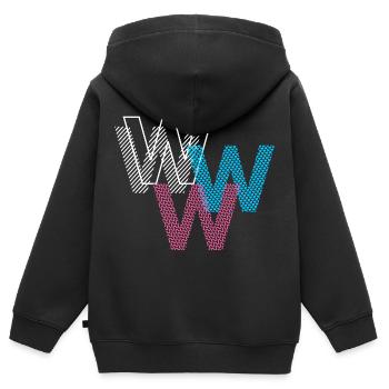 W Buchstabe - Kinder Premium Organic Zip Hoodie - Schwarz - Hinten - AI Model Kid Male (0cm)