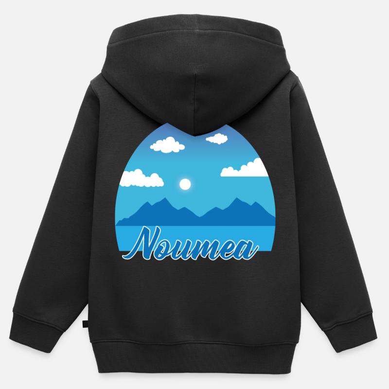 Vacances de rêve Noumea en bleu - Sweat Premium à capuche zippé enfant bio - noir