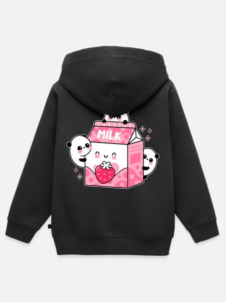 Strawberry Milk - Kinder Premium Organic Zip Hoodie - Schwarz