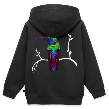 kohlibrie auf einem ast - Kinder Premium Organic Zip Hoodie - Schwarz - Hinten - AI Model Kid Male (0cm)