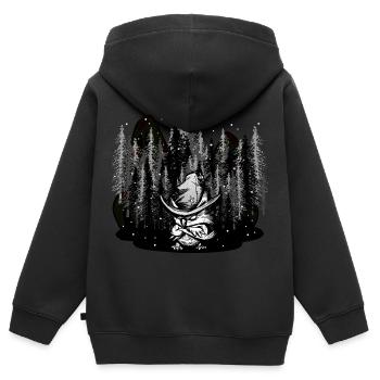 Wilderness Forest Animals Magical Winter Xmas Snow Owl - Kids Premium Organic Zip-up Hoodie - black - Back - AI Model Kid Male (0cm)