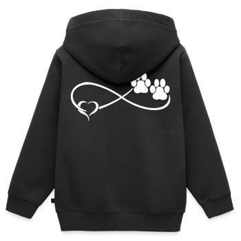 Hundepfote mit Herz - Kinder Premium Organic Zip Hoodie - Schwarz - Hinten - AI Model Kid Male (0cm)