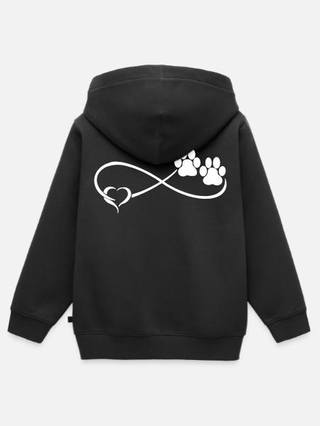 Hondenpoot met hart - Kinder Premium zip hoodie biologisch - zwart