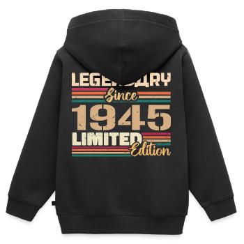 1945 Millésime 1945 Anniversaire Né En 1945 - Sweat Premium à capuche zippé enfant bio - noir - Dos - AI Model Kid Male (0cm)